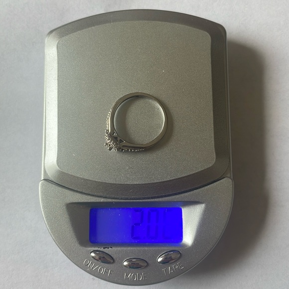 Solid 10K White Gold Diamond and Blue Sapphire Ring - Picture 11 of 11